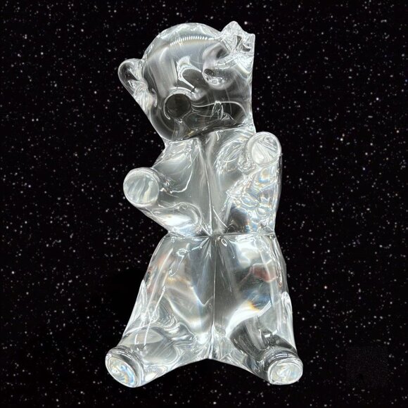 Konstglas Ronneby Sweden Crystal Clear Glass Bear Figurine Paperweight Vintage - Picture 3 of 10